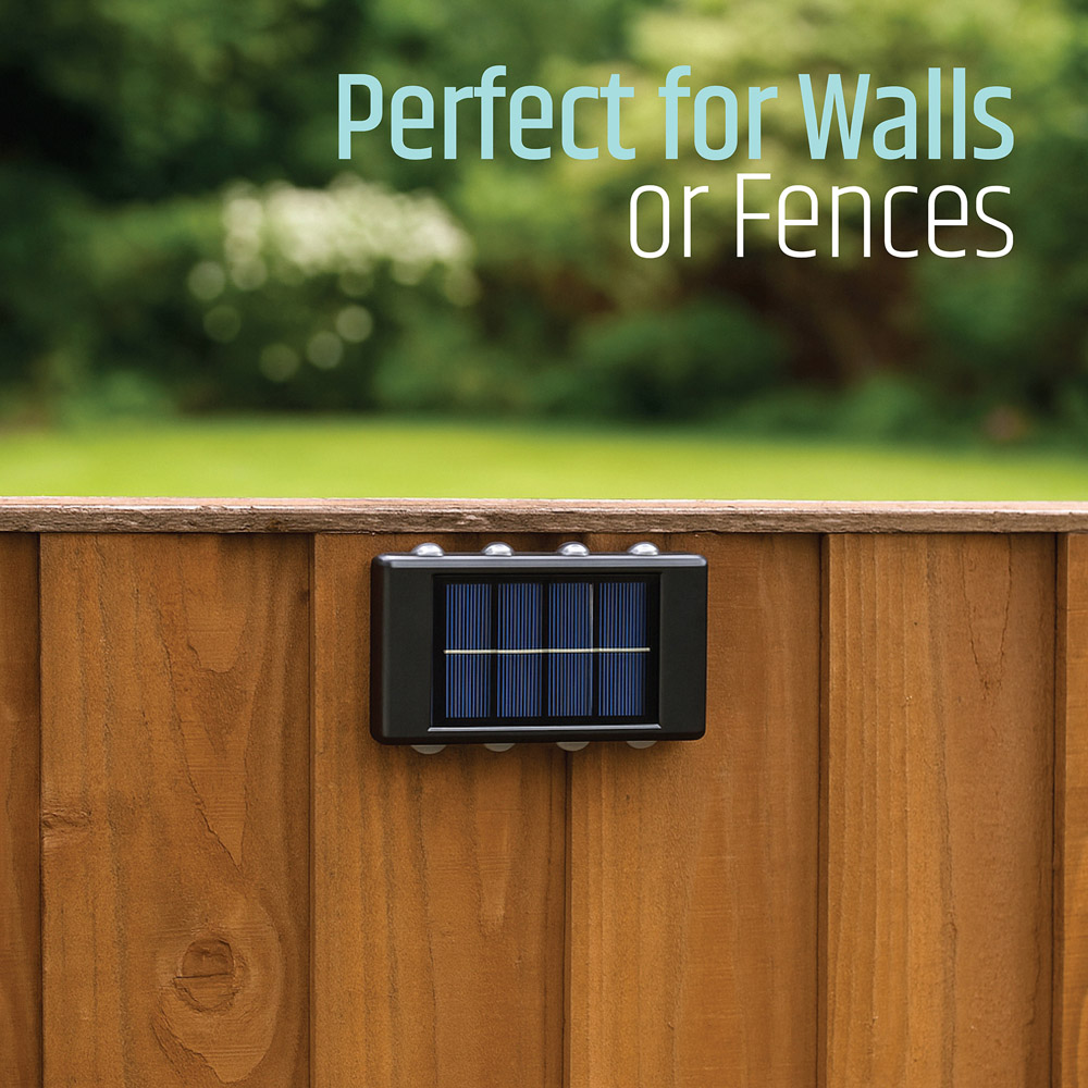 Gardenkraft 8 LED Solar Fence Wall Light 2 Pack Image 5