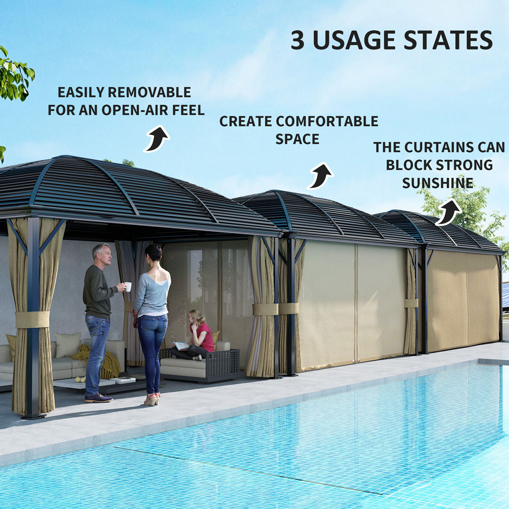 Outsunny 3 x 4m Brown Aluminium Hard Top Gazebo Image 5