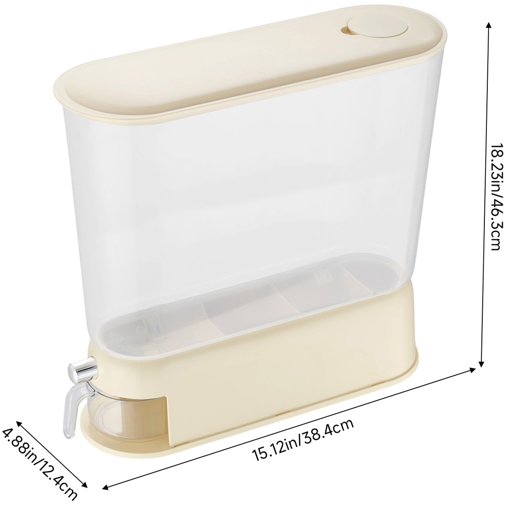 Living and Home 10kg Cream White Airtight Grain Dispenser Image 8