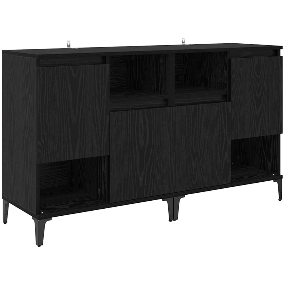 vidaXL 2 Door 2 Shelf Black Compact Sideboard Set of 2 Image 5