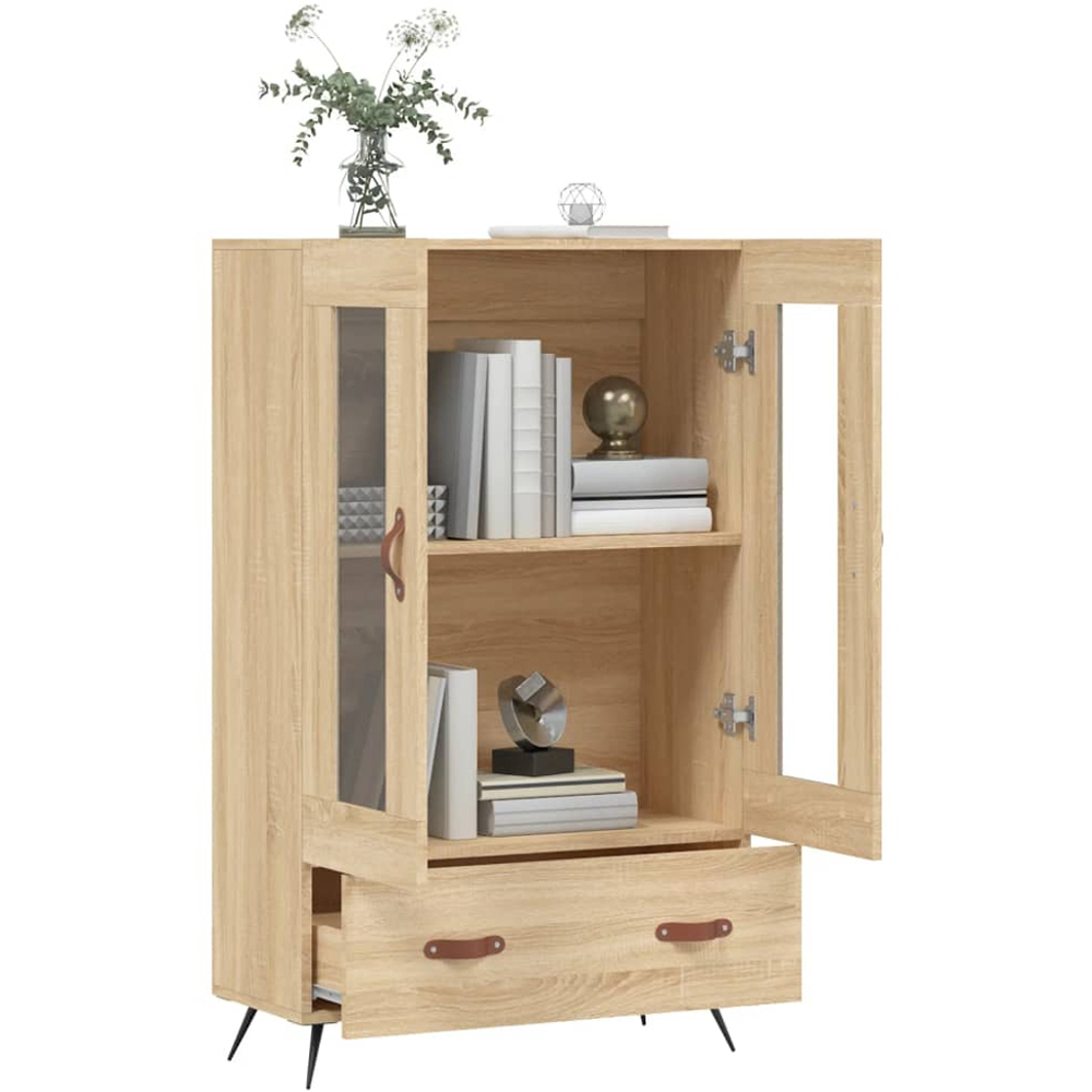vidaXL 2 Glass Door Single Drawer Sonoma Oak Highboard Image 4