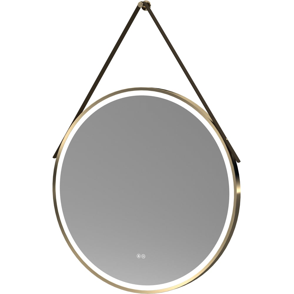 nuie Brushed Brass Round Illuminated Mirror 800mm Image 1