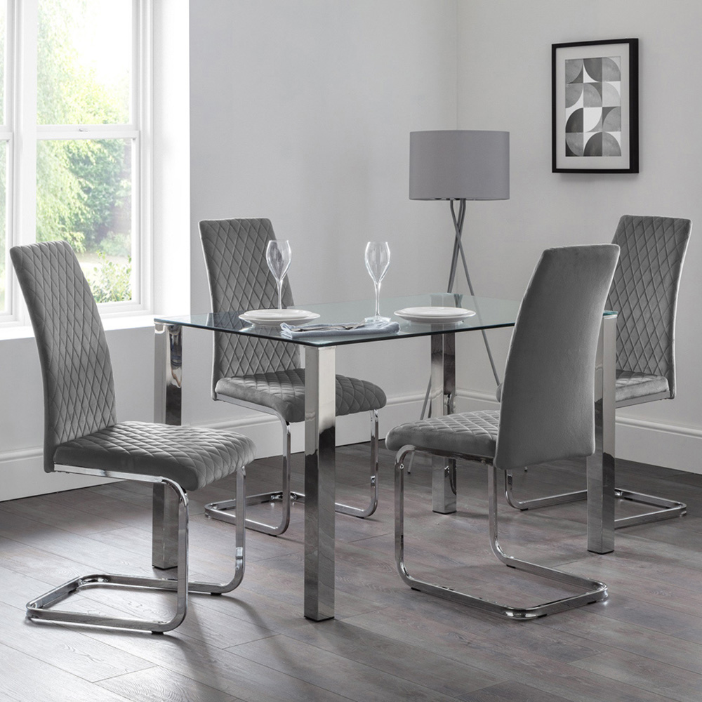 Julian Bowen Calabria Set of 4 Grey Dining Chair Image 1
