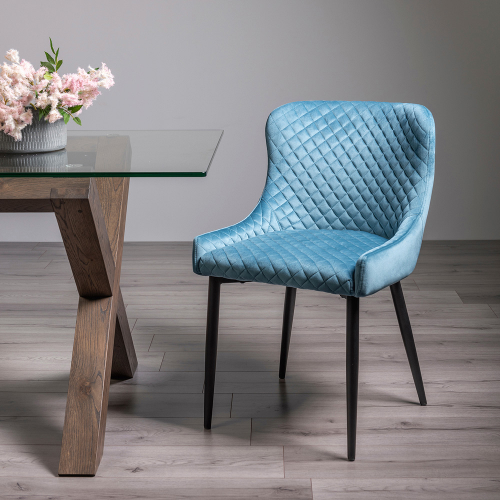 Bentley Designs Cezanne Set of 2 Petrol Blue Velvet Dining Chair Image 6
