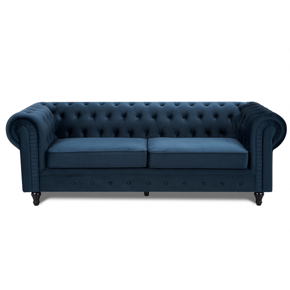 Home Detail Chesterfield 3 Seater Pleat Midnight Blue Velvet Sofa Image 3