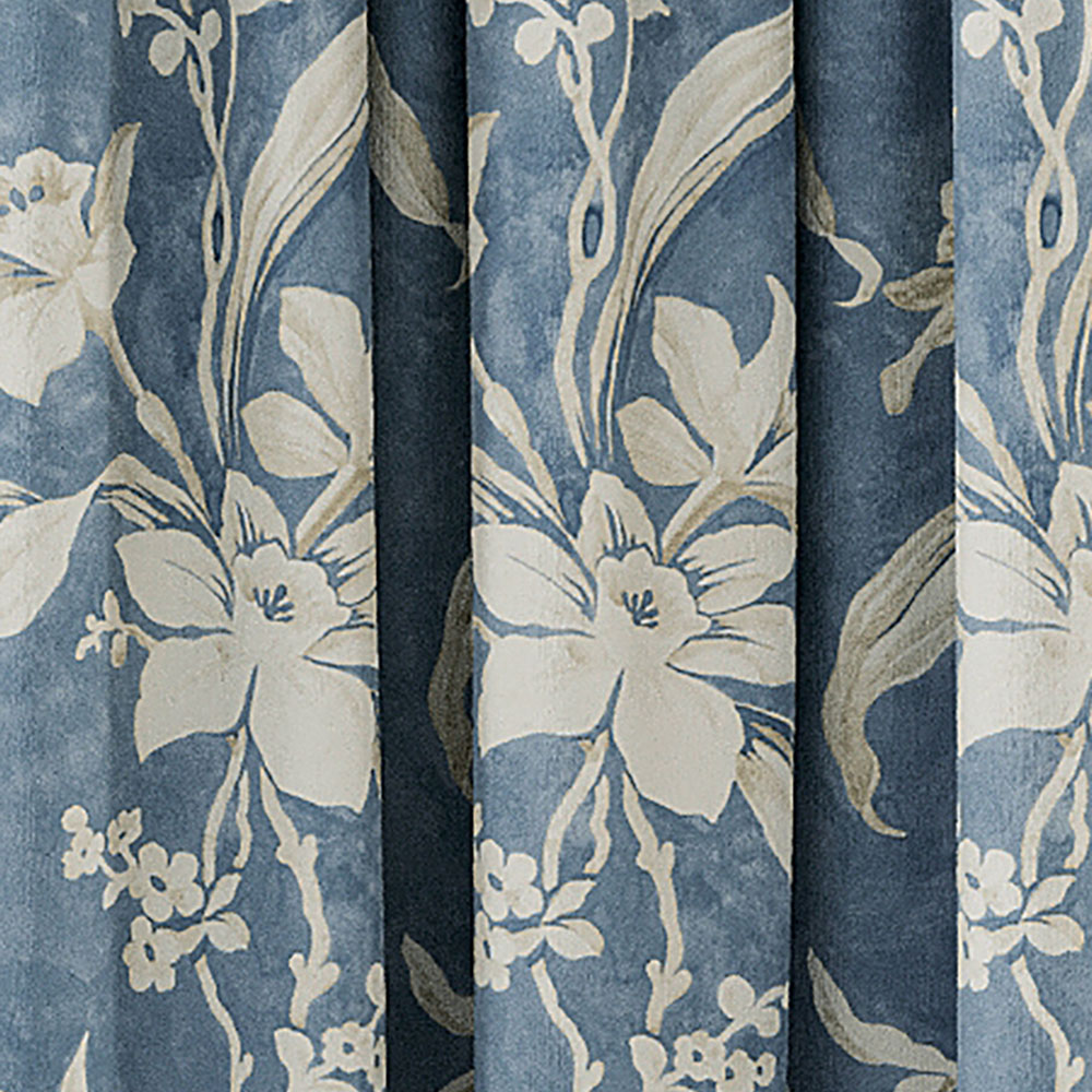 V&A Daffodil Dream Blue Lined Curtains 168 x 137cm Image 3