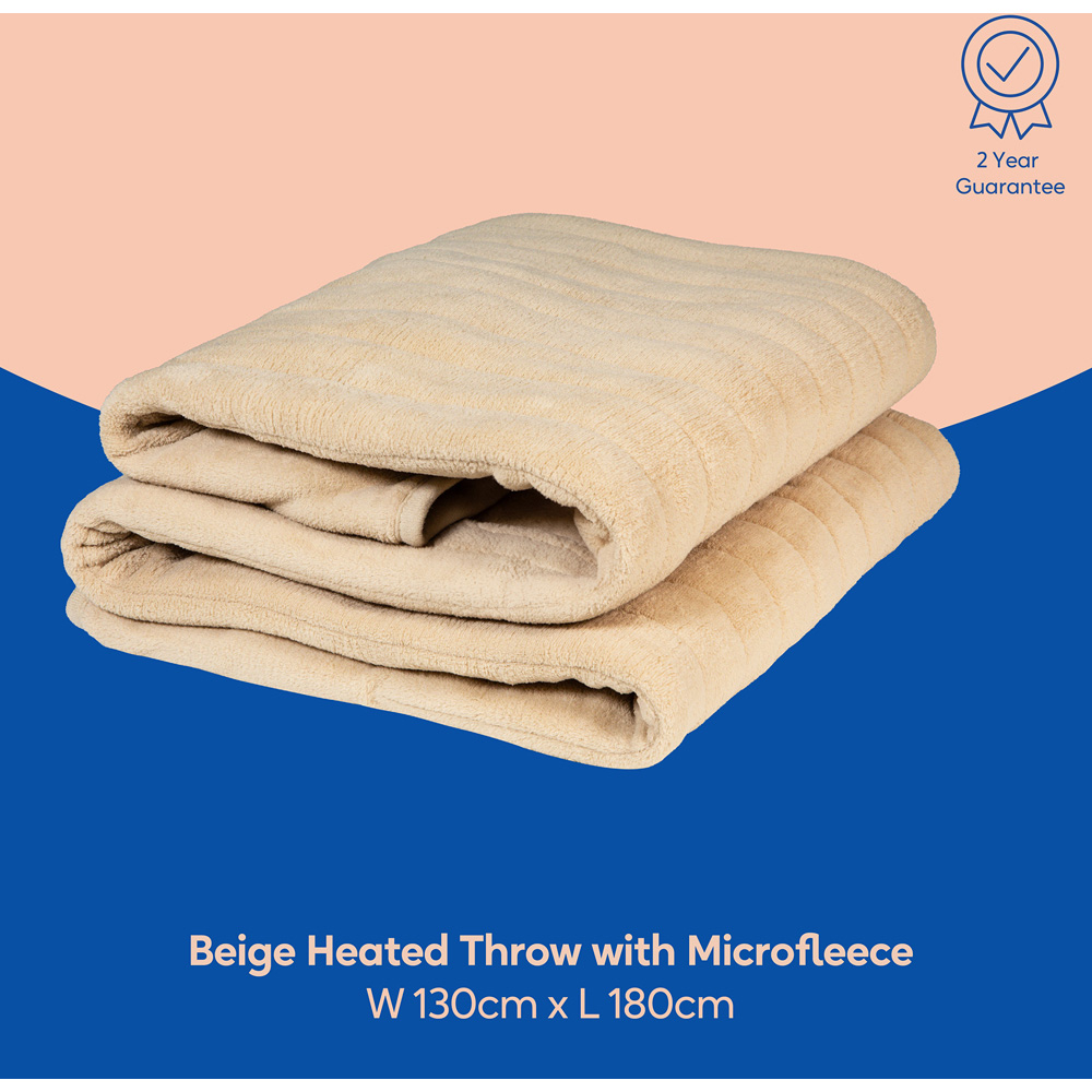 Russell Hobbs Beige Microfleece Heated Throw with Controller 130 x 180cm Image 8