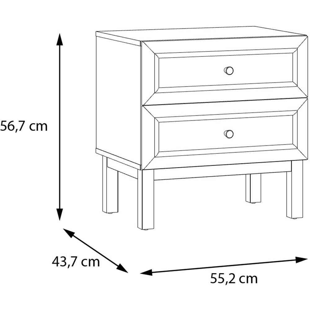 Florence Wensley 2 Drawer Light Grey and Oak Bedside Table Image 9