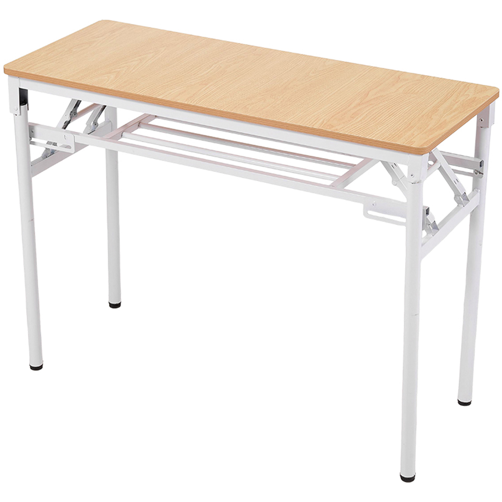 Living and Home Single Shelf Metal Frame Foldable Laptop Desk Natural 100cm Image 2