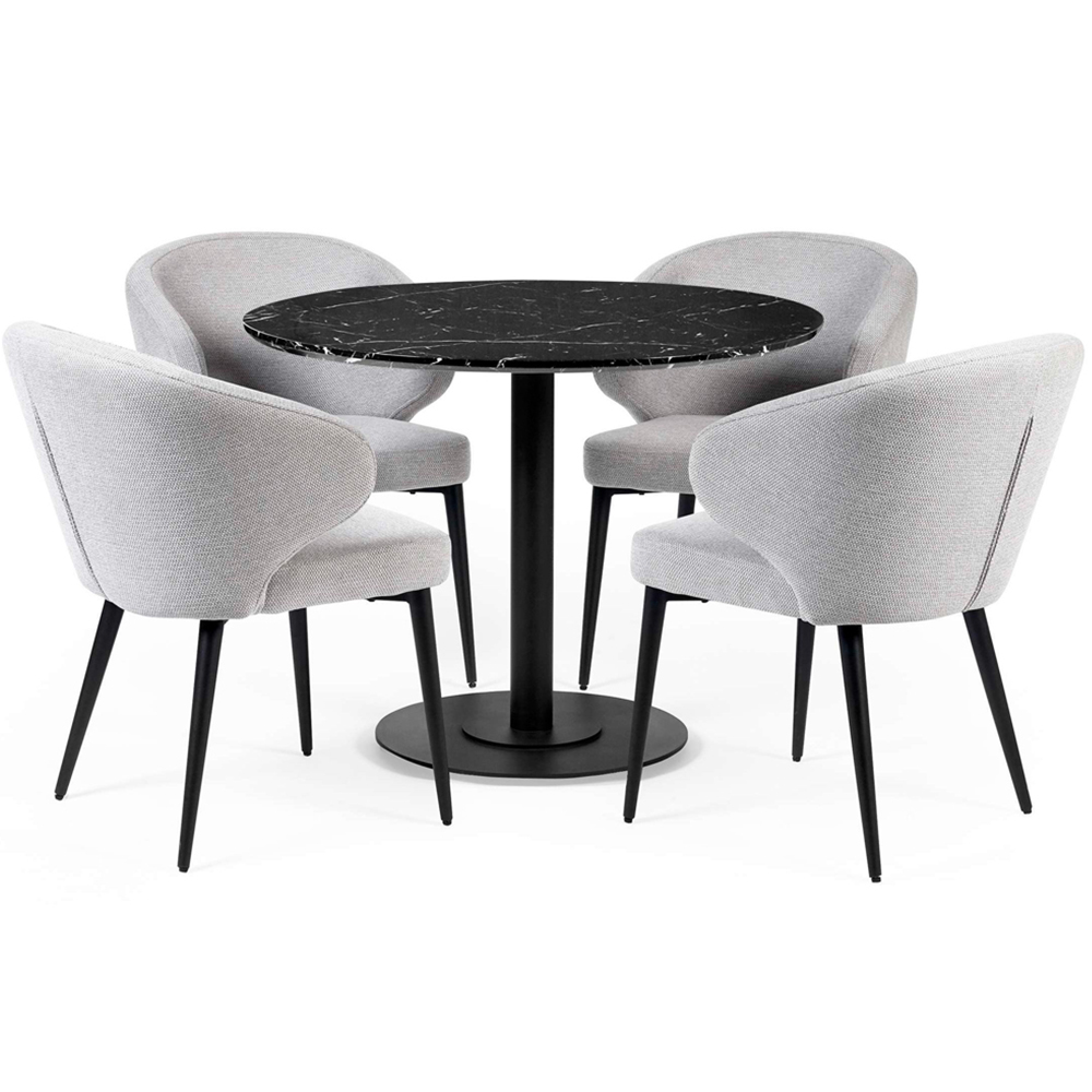 Julian Bowen Luca 4 Seater Black Marble Effect Round Pedestal Dining Table Image 6