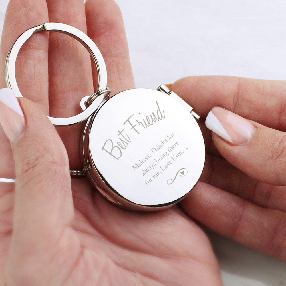 Personalised Memento Personalised Swirls and Hearts Photo Keyring Image 3
