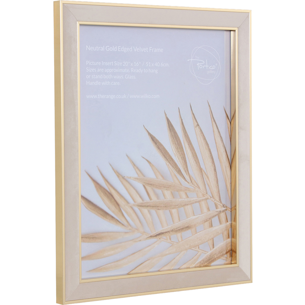 Gold Edge Velvet Photo Frame Neutral 20 x 16 inch Image 4