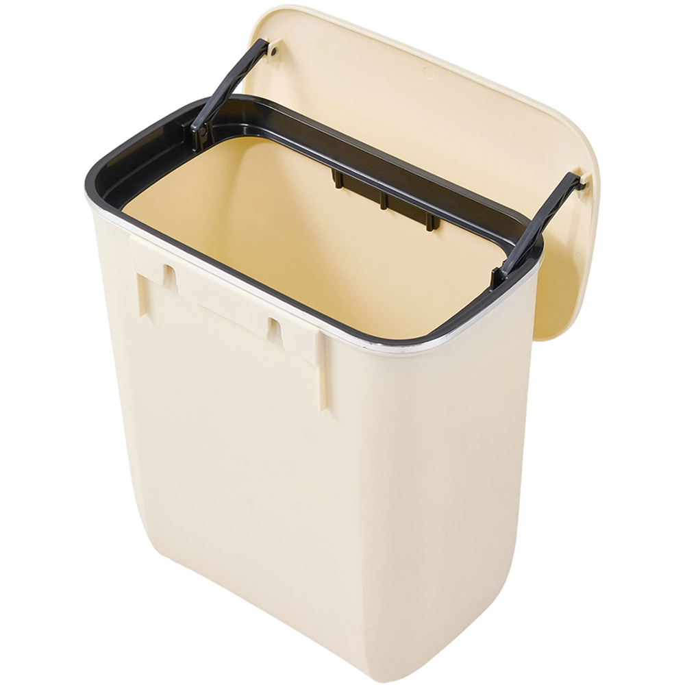 Living and Home Cream Hanging Waste Bin with Lid 9L Image 3