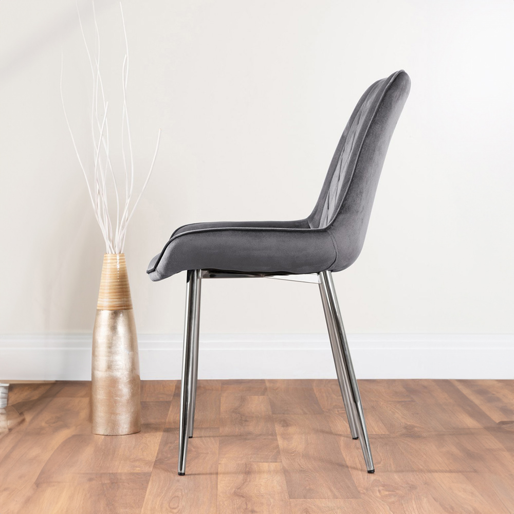 Furniturebox Arona Cesano 6 Seater Round Dining Set Grey and Chrome Image 3