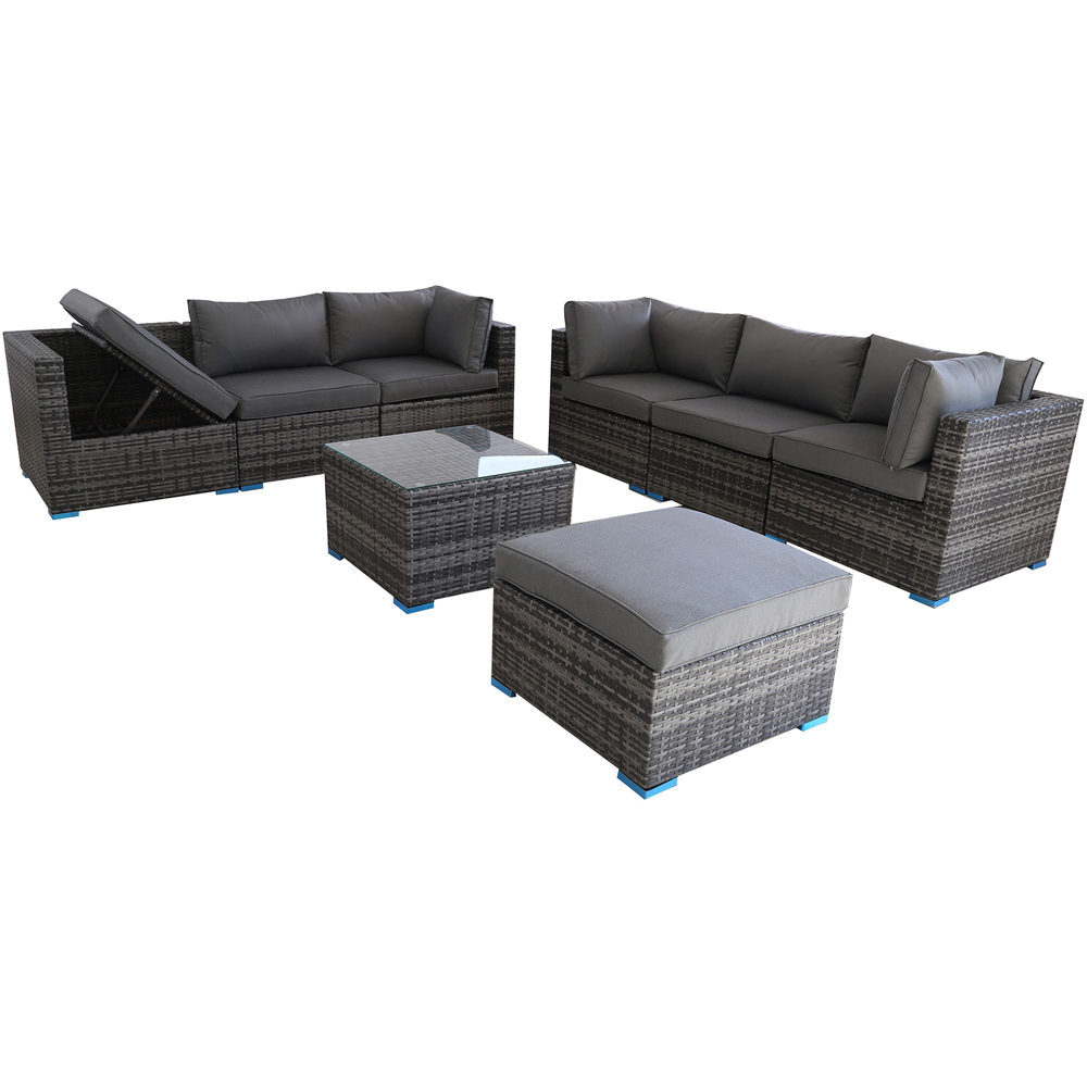 Furniture One 7 Seater Grey Rattan Modular Outdoor Recliner Sofa Image 2