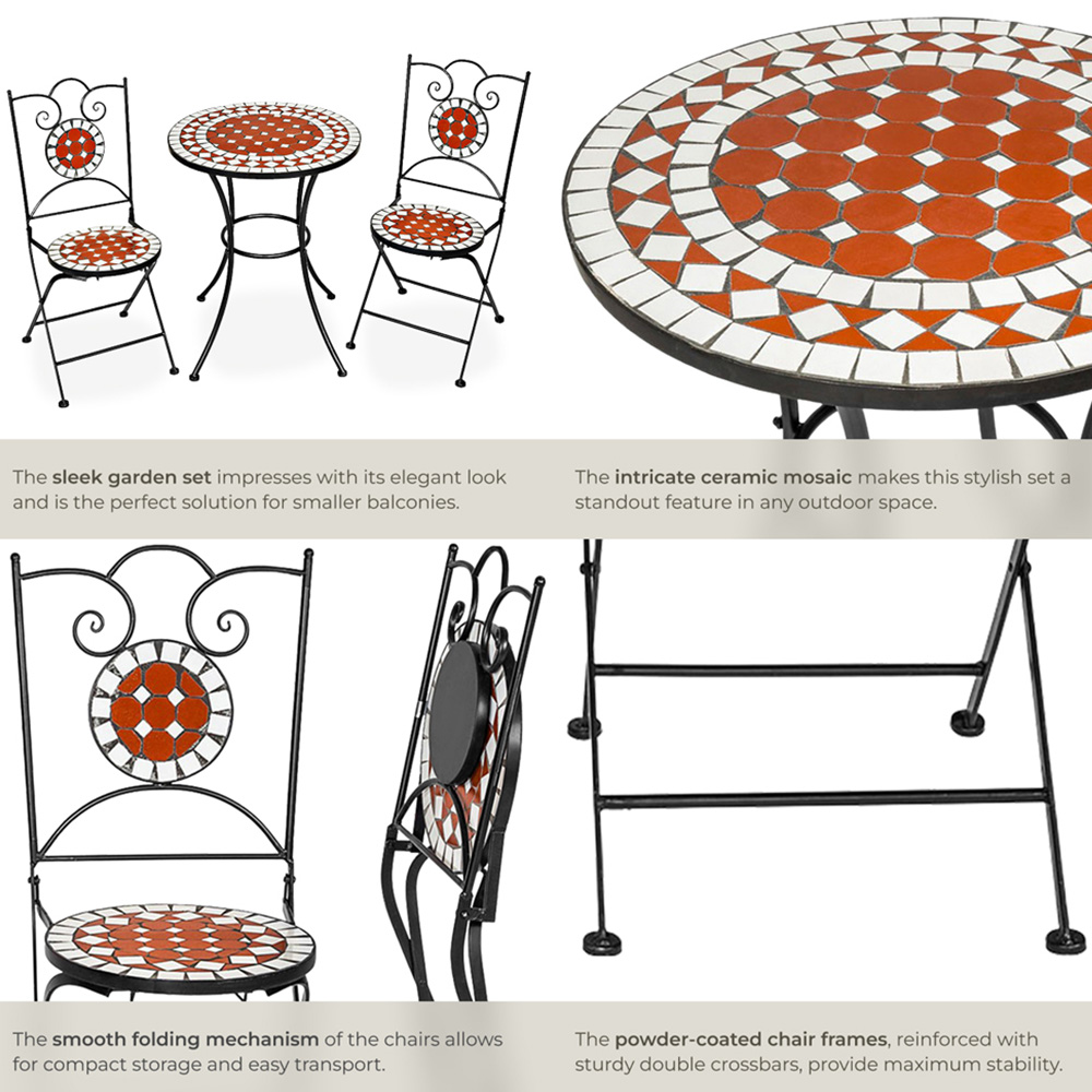 tectake 2 Seater Mosaic Patio Bistro Set Image 5