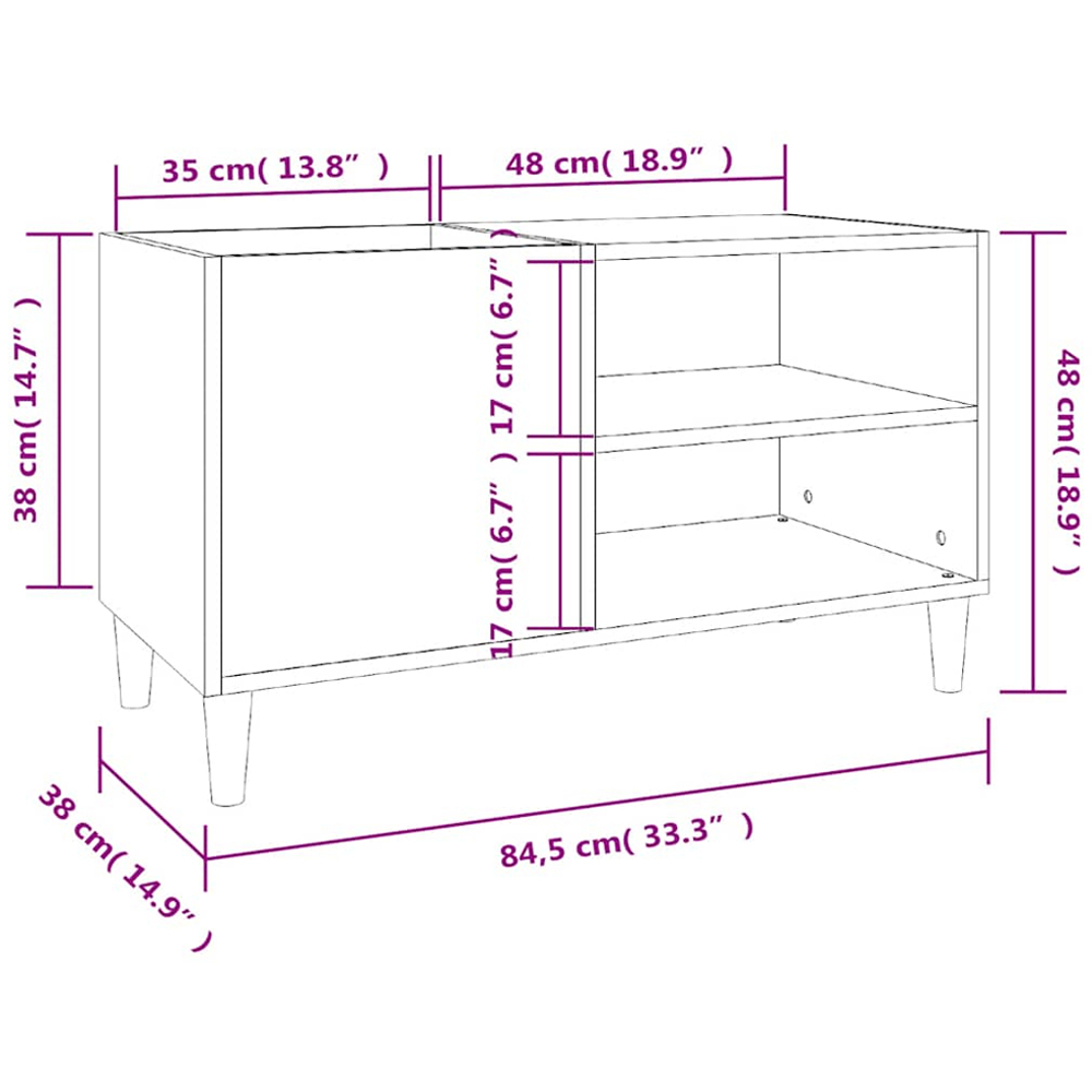 vidaXL 2 Shelf Sonoma Oak Record Cabinet Image 8