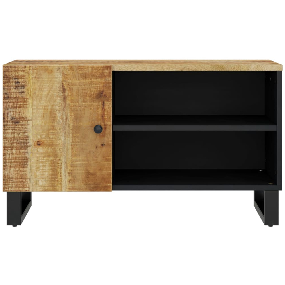 vidaXL Single Door 2 Shelf Light Brown Solid Mango Wood TV Cabinet Image 5