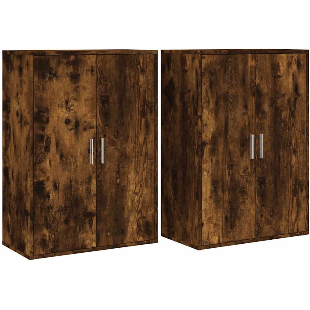 vidaXL 2 Door Smoked Oak Sideboard Set of 2 Image 2