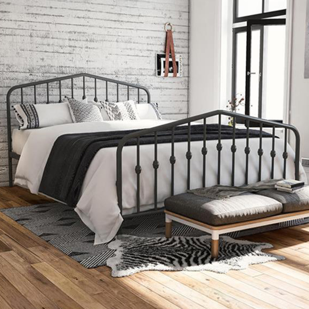 Novogratz Bushwick King Size Grey Metal Bed Frame Image 1