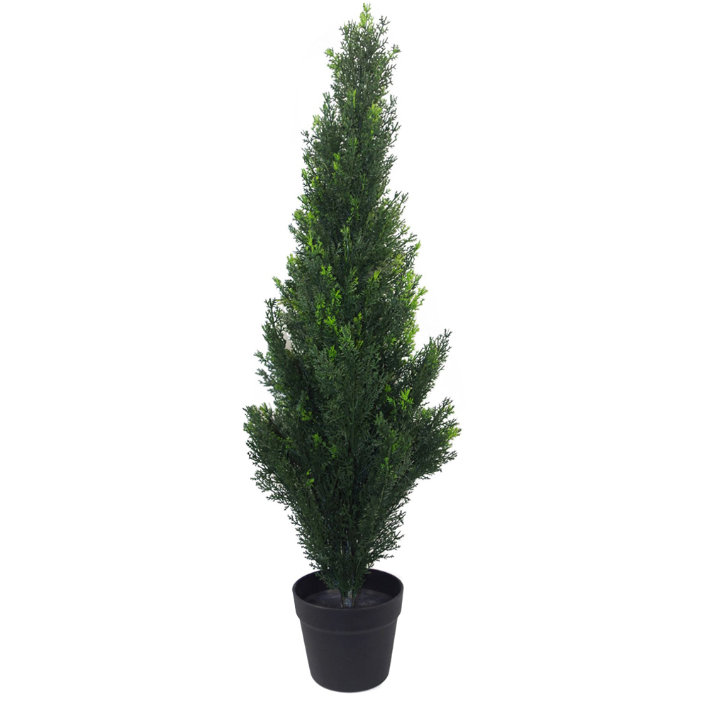 Leaf Cedar Cypress Topiary UV-Resistant Artificial Plant 3ft Image 1