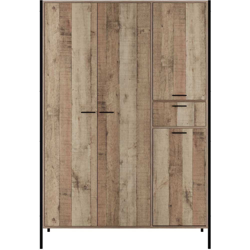 Hoxton 4 Door Single Drawer Oak Effect Finish Wardrobe Image 4