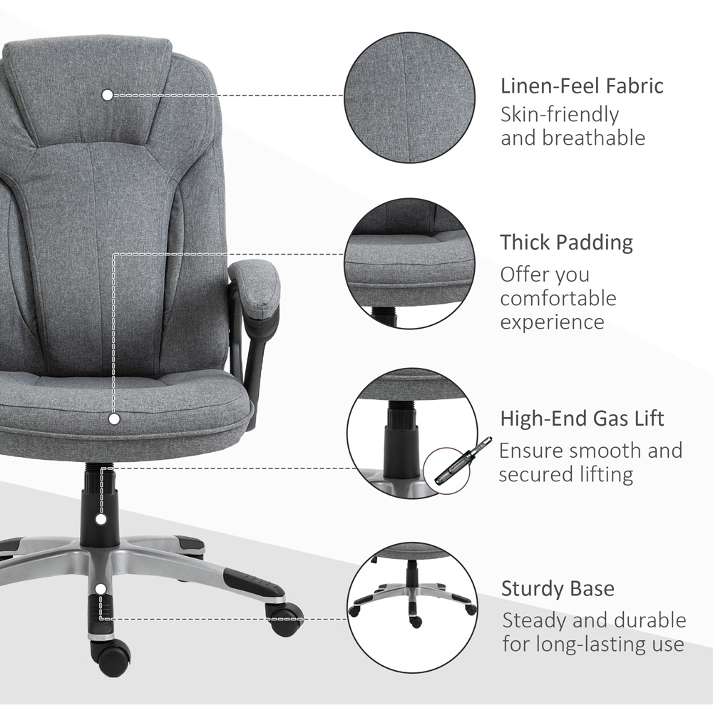 Portland Grey Linen Look Swivel Office Chair Image 6