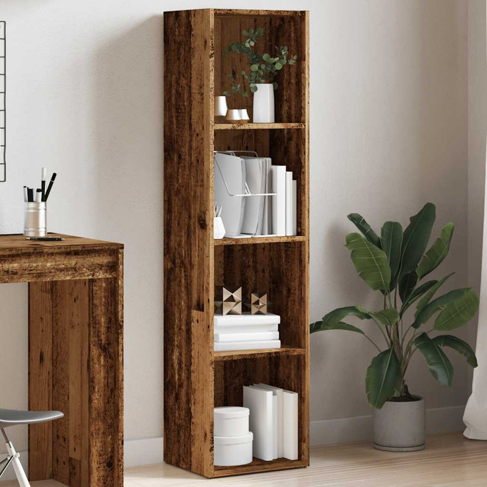 vidaXL 4 Shelf Old Wood Bookcase Image 1
