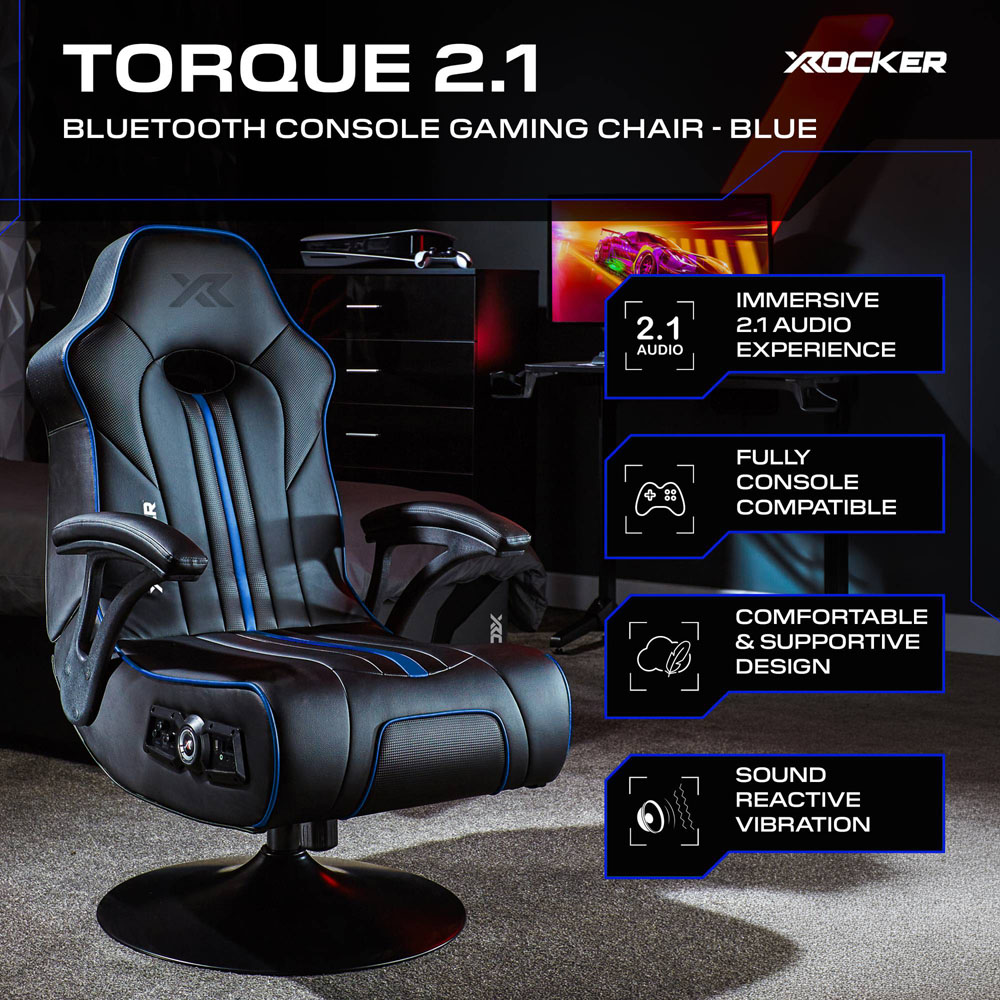 X Rocker Torque 2.1 Blue Stereo Audio Console Gaming Chair with Vibration Image 2