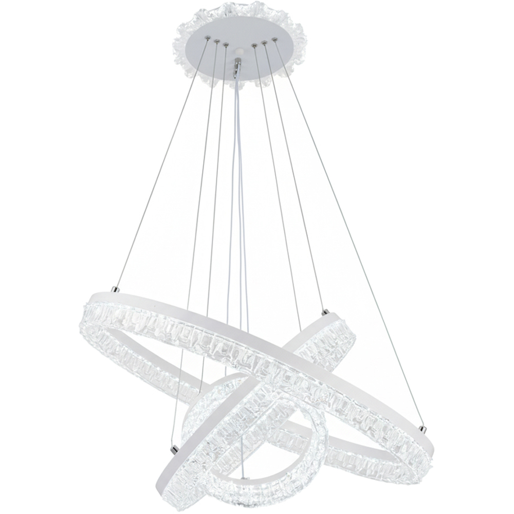 Living and Home White Interlocking Ring LED Pendant Light 60W Image 3