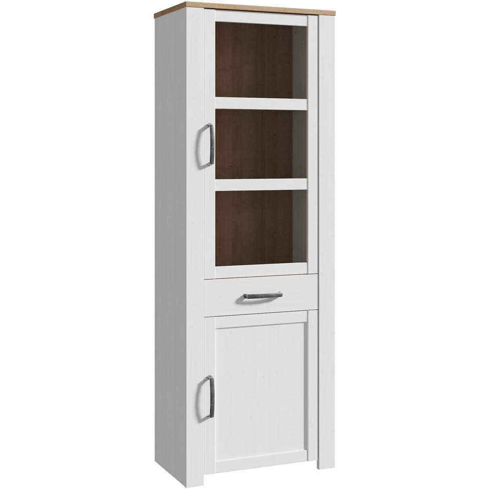 Florence Bohol 2 Door Single Drawer White Riviera Oak Narrow Cabinet Image 2