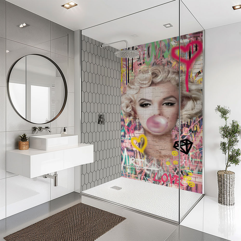 Splashbax Premium Artisan Marilyn Bubblegum Acrylic Bathroom Wall Panel 2400 x 1200mm Image 3