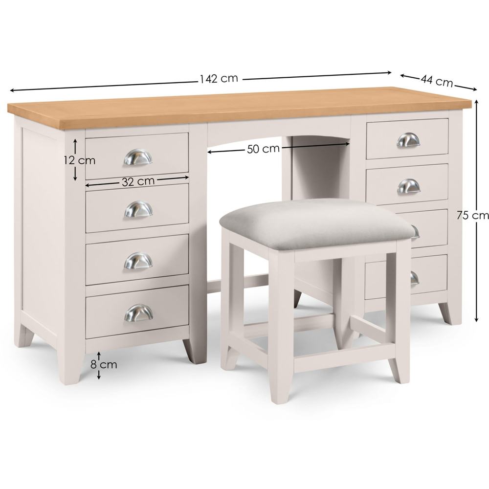 Julian Bowen Richmond 8 Drawer Grey Oak Twin Pedestal Dressing Table Image 8