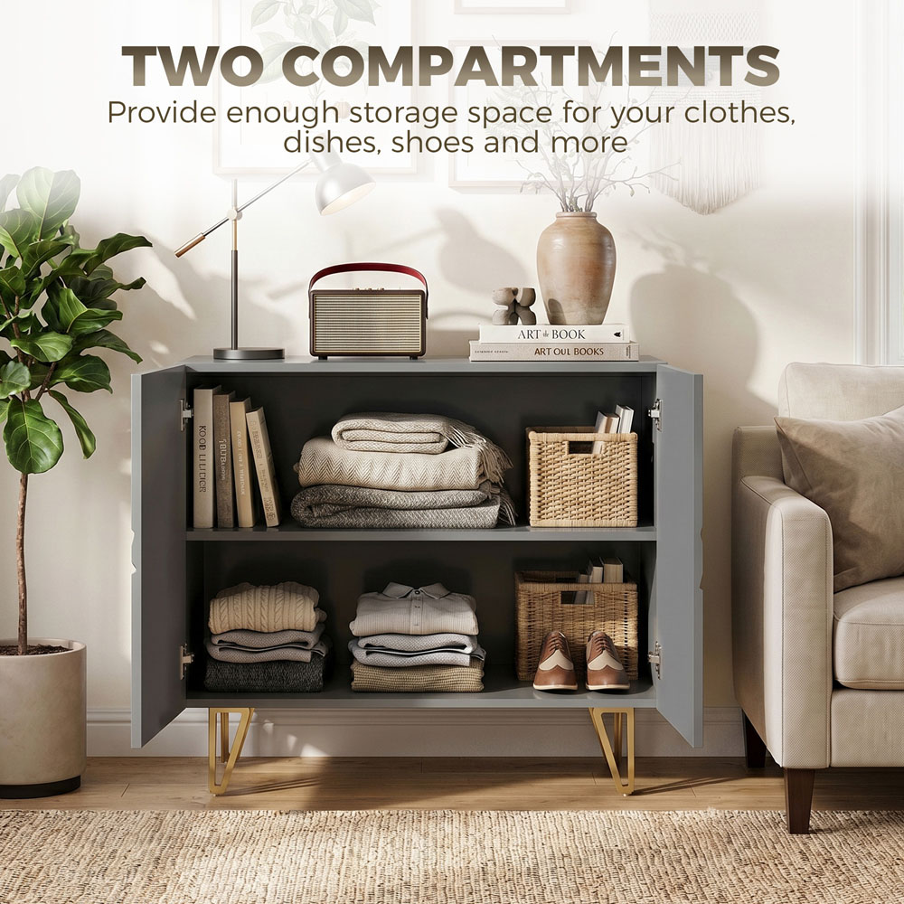 HOMCOM 2 Door Grey Sideboard Image 6
