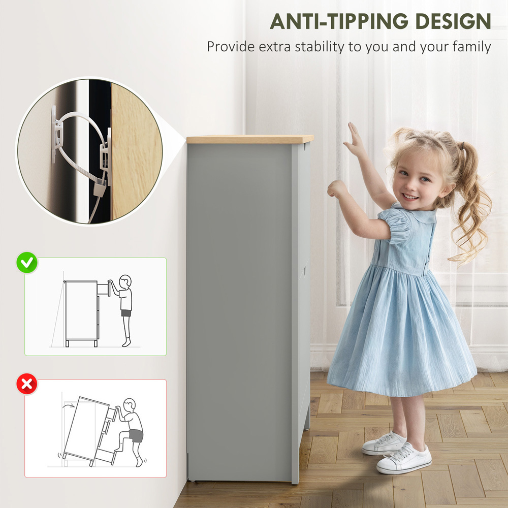HOMCOM 2 Flip Drawer Light Grey Shoe Cabinet Image 7