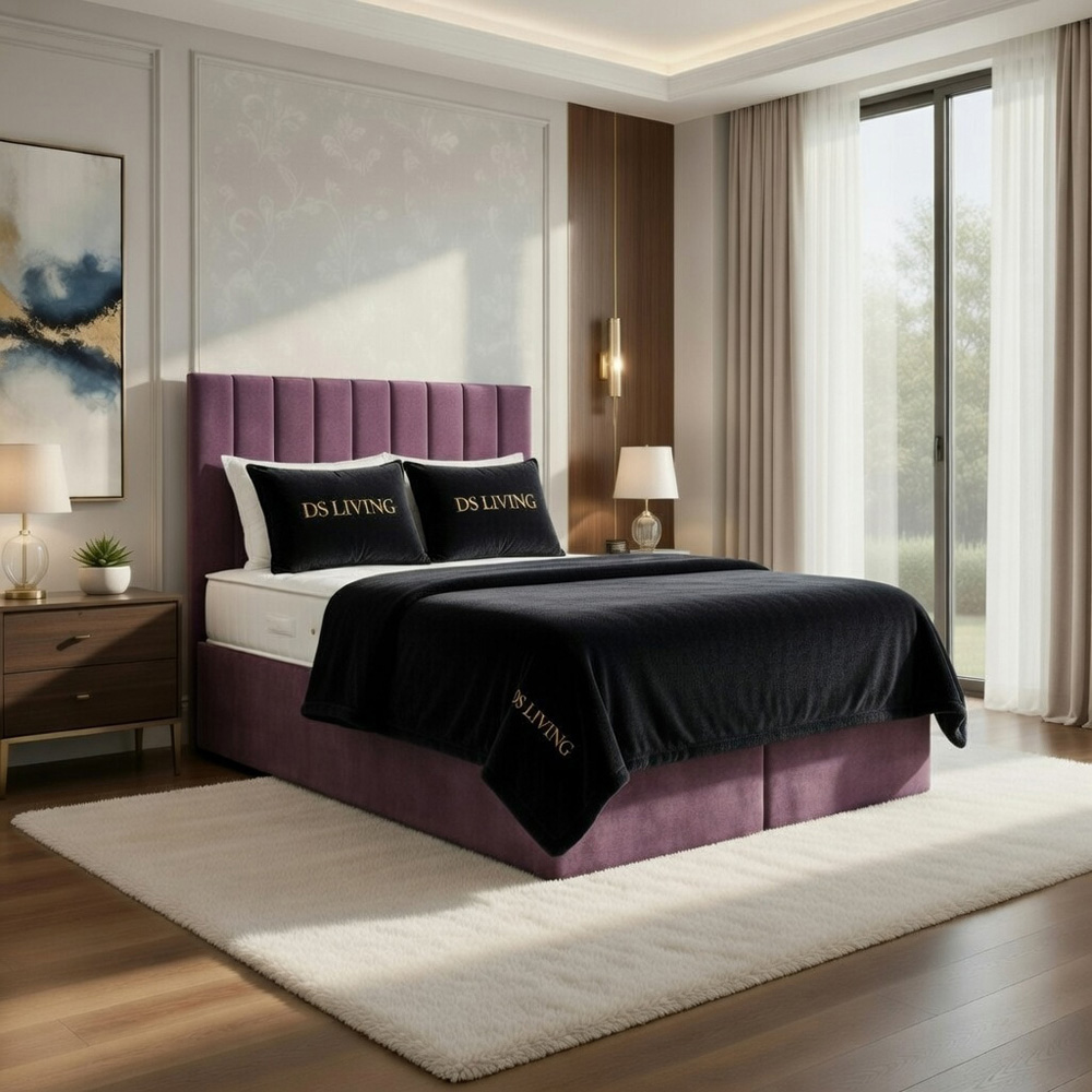 DS Living Aria Single Pink Plush Ottoman Bed Image 5
