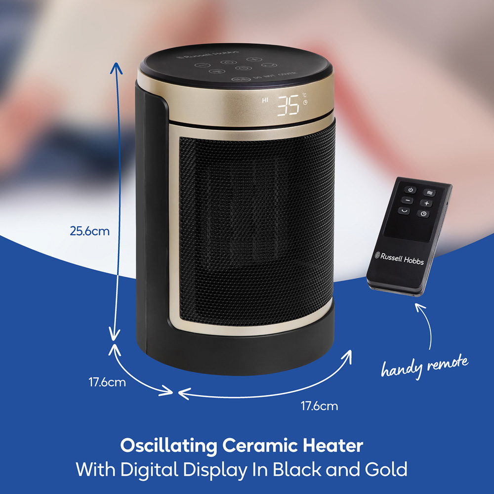 Russell Hobbs RHCH2002G Black and Gold Oscillating Ceramic Heater 1500W Image 9