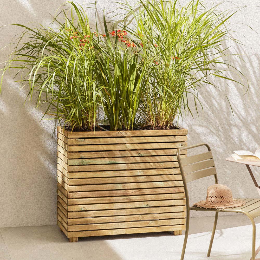 Cerland Horizon Wooden Tall Rectangular Planter 90cm Image 2