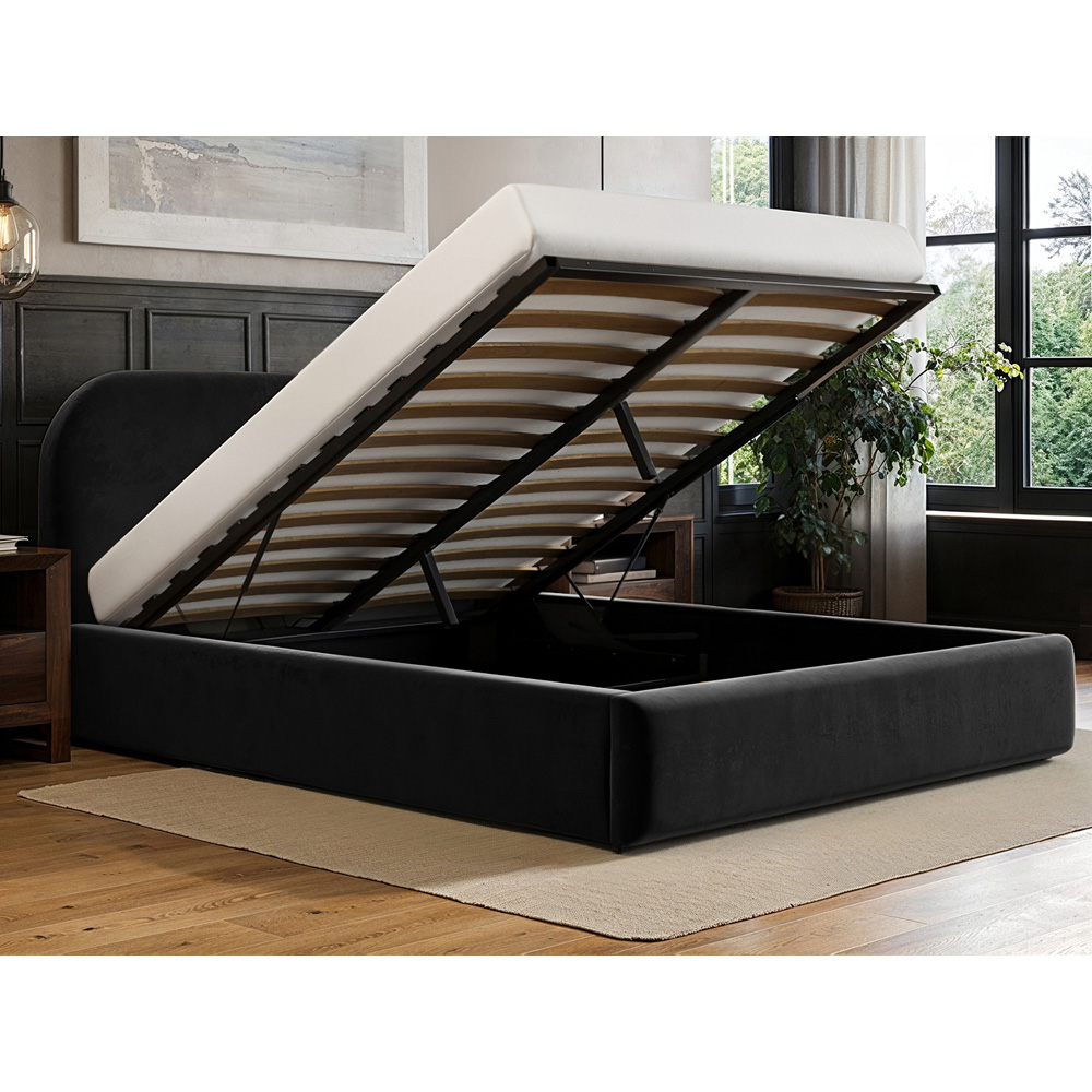 Flair Alba King Size Black Velvet Ottoman Bed Image 4