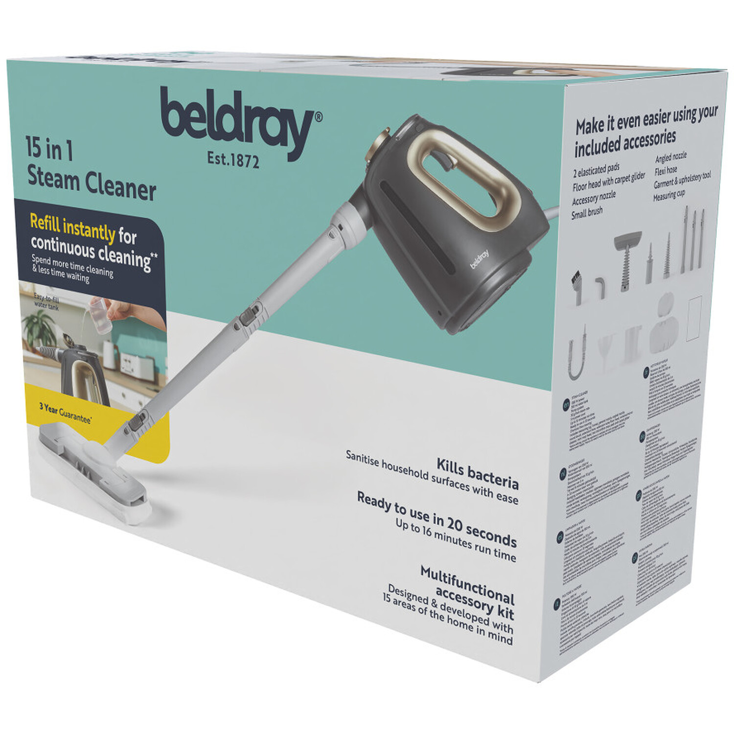 Beldray 15 in 1 Steam Cleaner Grey Image 1