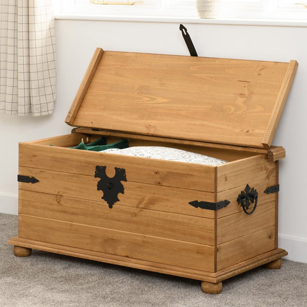 Seconique Corona Distressed Waxed Pine Single Storage Chest Image 1
