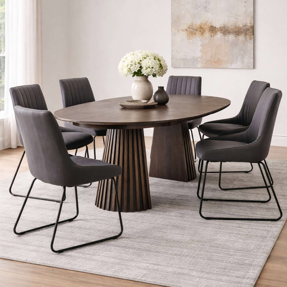 Julian Bowen Arya 6 Seater 120-200cm Dark Oak Effect Fluted Extending Dining Table Image 8