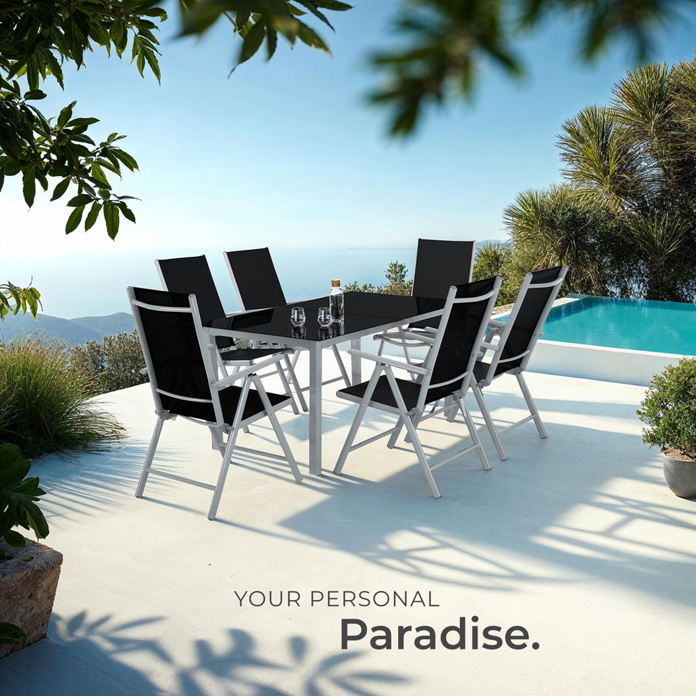 tectake 6 Seater Silver Garden Table and Chairs Set Image 8