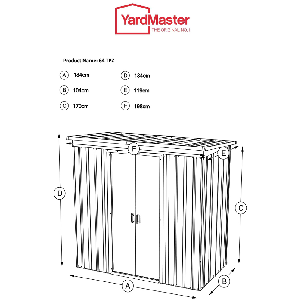 Yardmaster 6 x 4ft Platinum Metal Pent Storage Shed Image 6