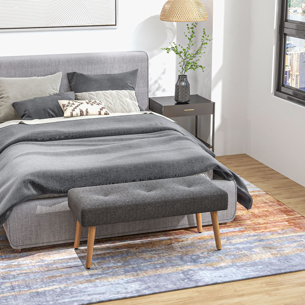 Portland Grey Linen Tufted Multifunctional Footstool Image 7