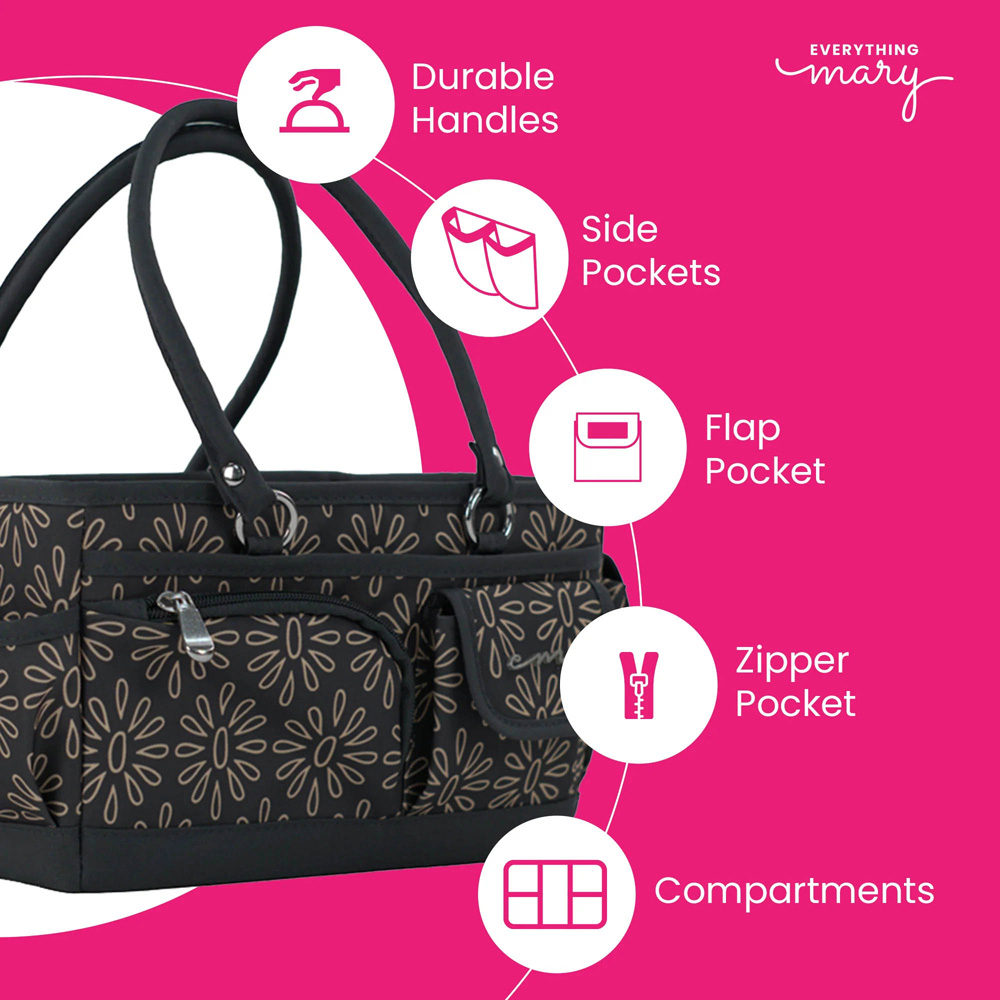 Everything Mary EVM14515-1 Tan Floral Collapsible Tote Junior Craft Organiser 26.6 x 17.7 x 15.8cm Image 4