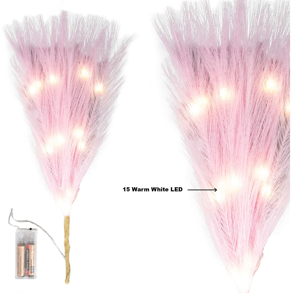 Shatchi Pre Lit Pink Pampas Grass 45cm Image 4