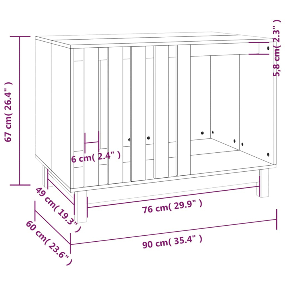 vidaXL Brown Solid Pine Wood Dog House 90 x 60 x 67cm Image 6
