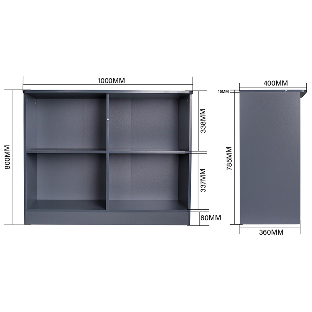 H&O Direct 4 Shelf Grey Modern Sideboard Cube Storage Unit Image 7