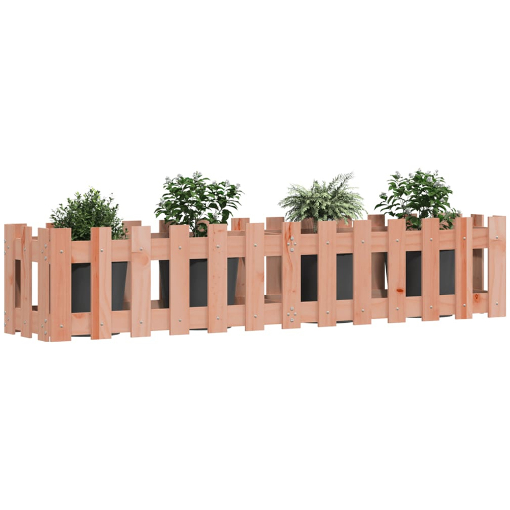 vidaXL Natural Solid Douglas Wood Fence Design Raised Garden Bed 30 x 150 x 30cm Image 2